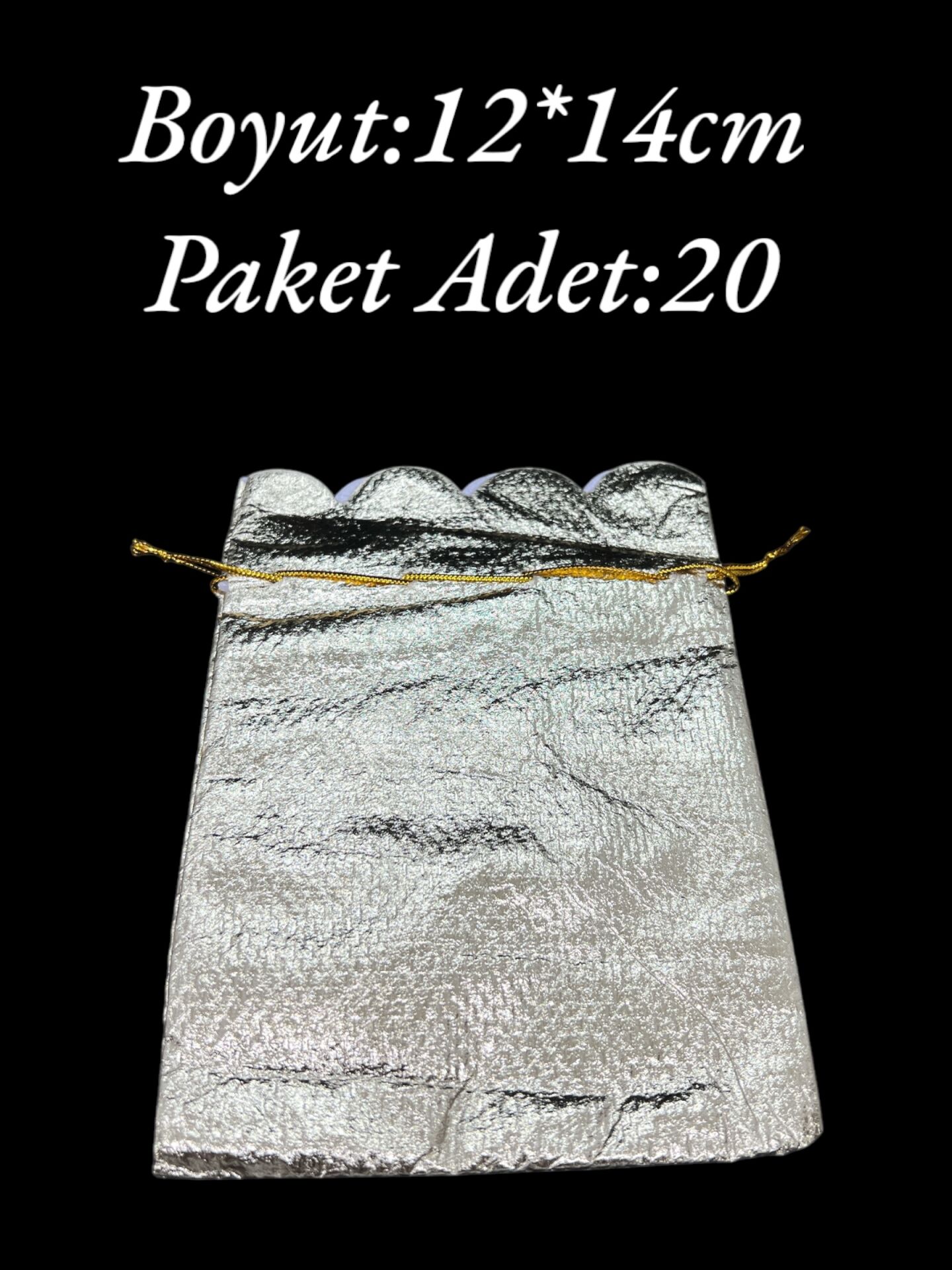 Saten Kese 12x14cm Gümüş