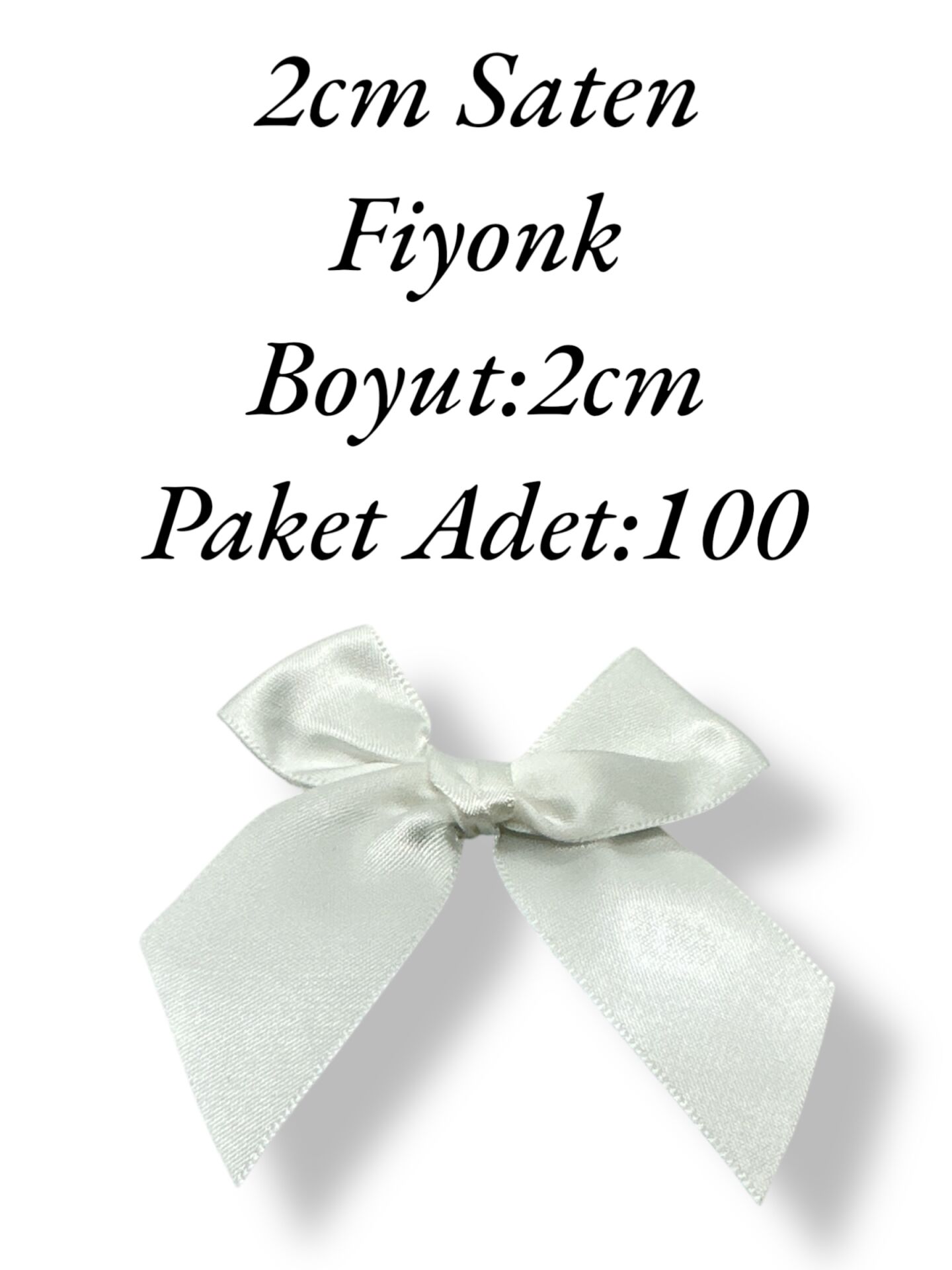 2cm Saten Fiyonk Beyaz