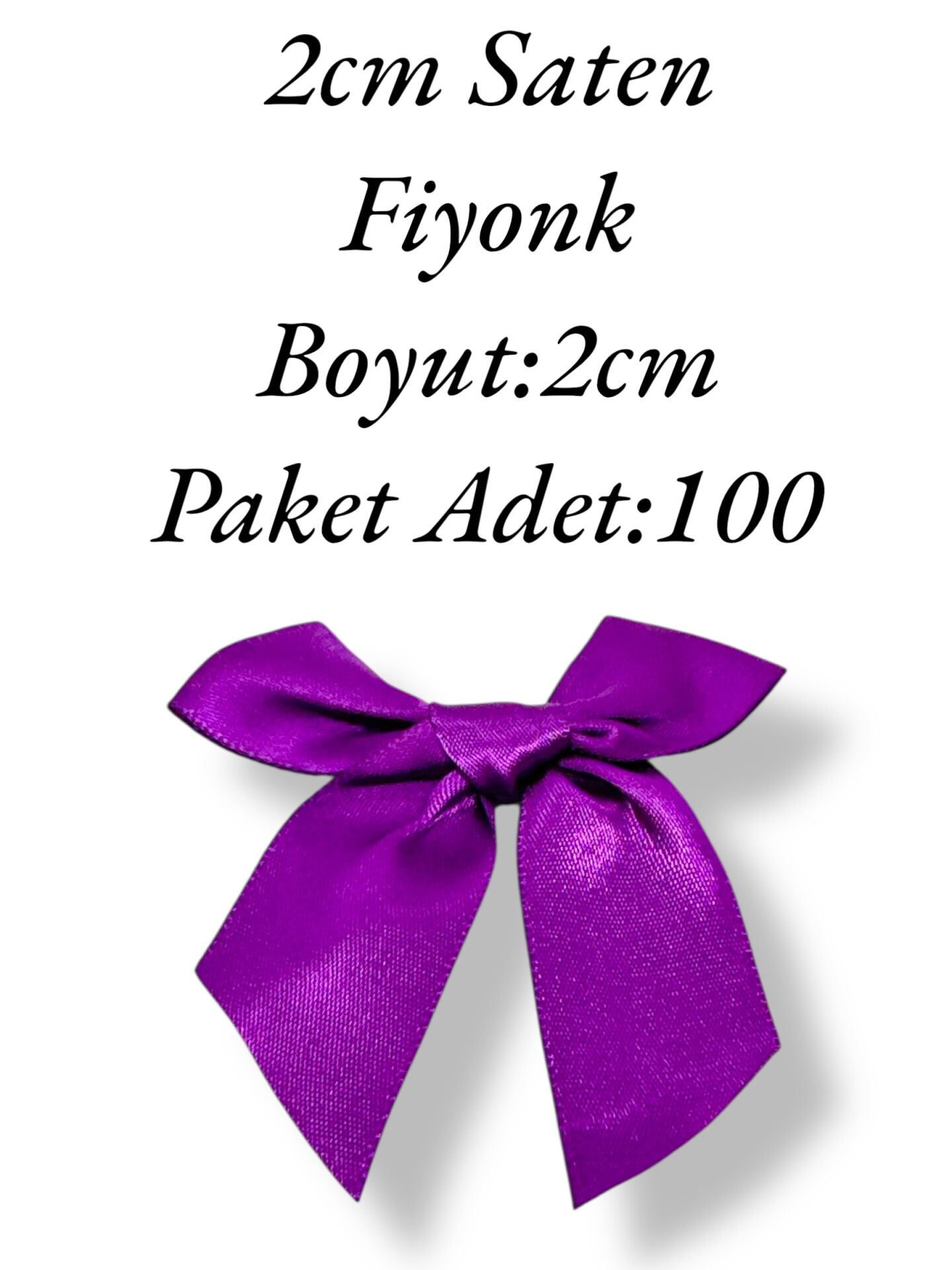 2cm Saten Fiyonk Mor