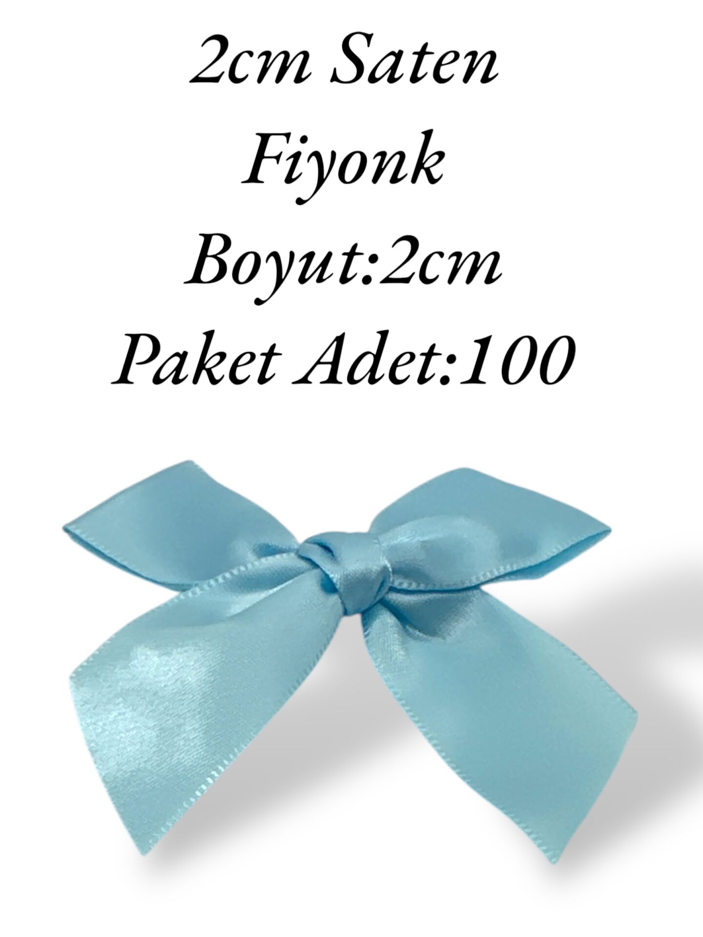 2cm Saten Fiyonk Mavi