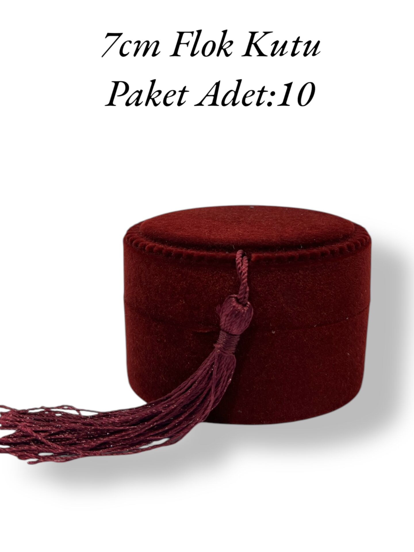 Flok Püsküllü Kutu Bordo