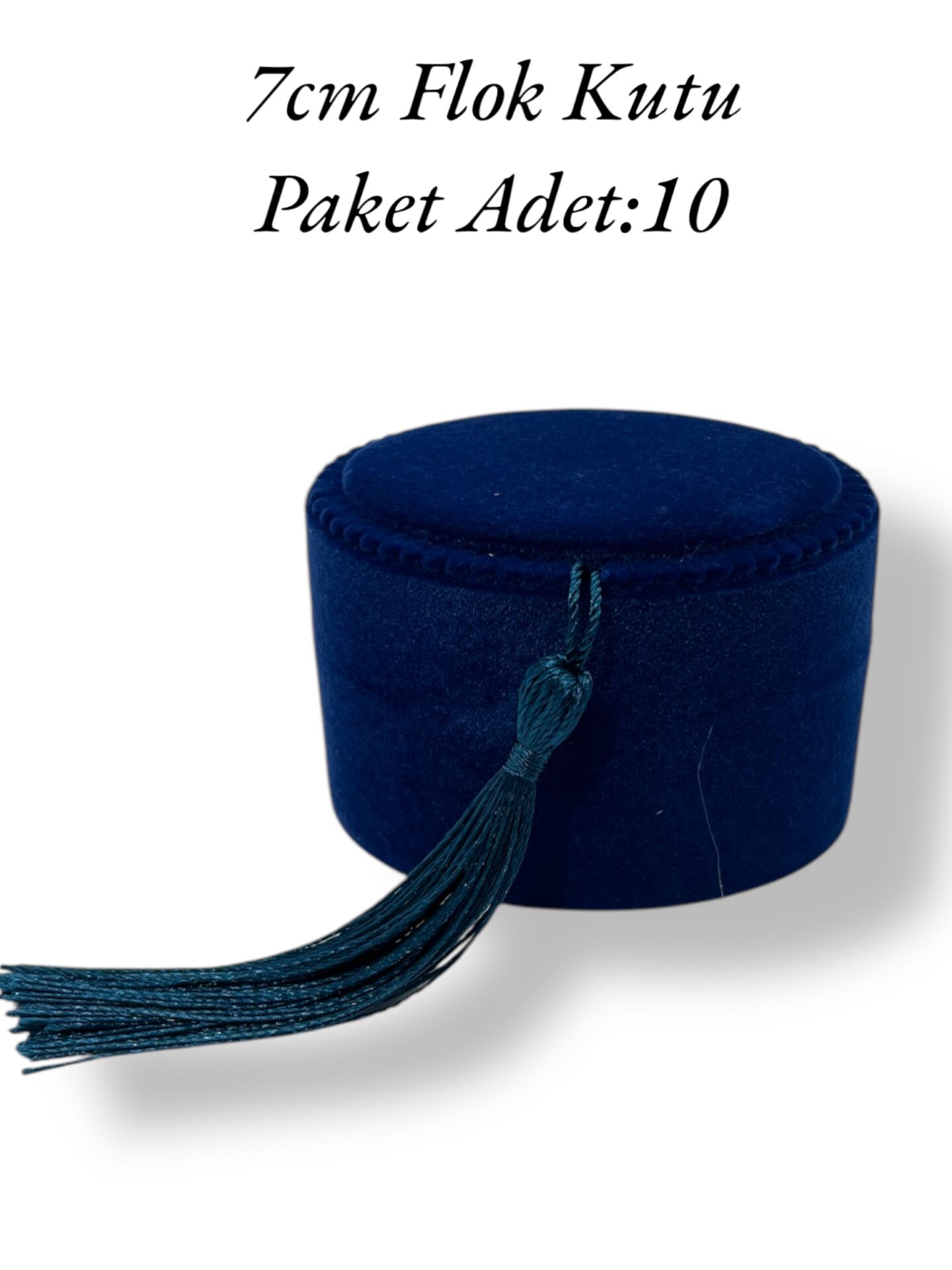 Flok Püsküllü Kutu Saks Mavi