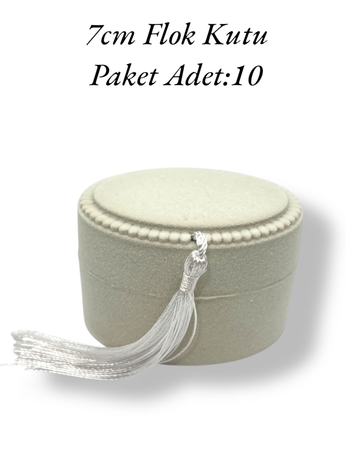 Flok Püsküllü Kutu Kırık Beyaz