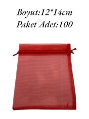 Tül Kese 12x14cm Kırmızı