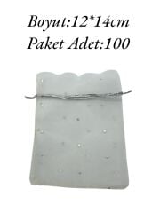 Tül Kese 12x14cm Kırık Beyaz