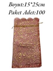 Tül Kese 15*25cm Desenli Kırmızı