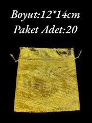 Saten Kese 12x14cm Altın