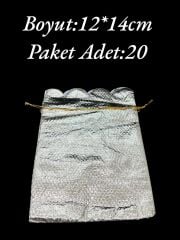 Saten Kese 12x14cm Gümüş