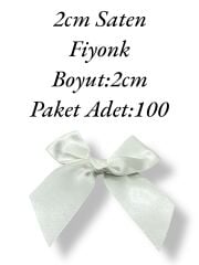 2cm Saten Fiyonk Beyaz