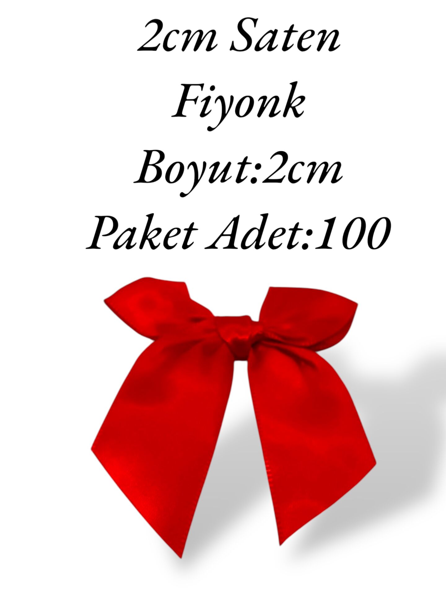 2cm Saten Fiyonk Kırmızı