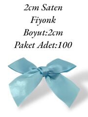 2cm Saten Fiyonk Mavi